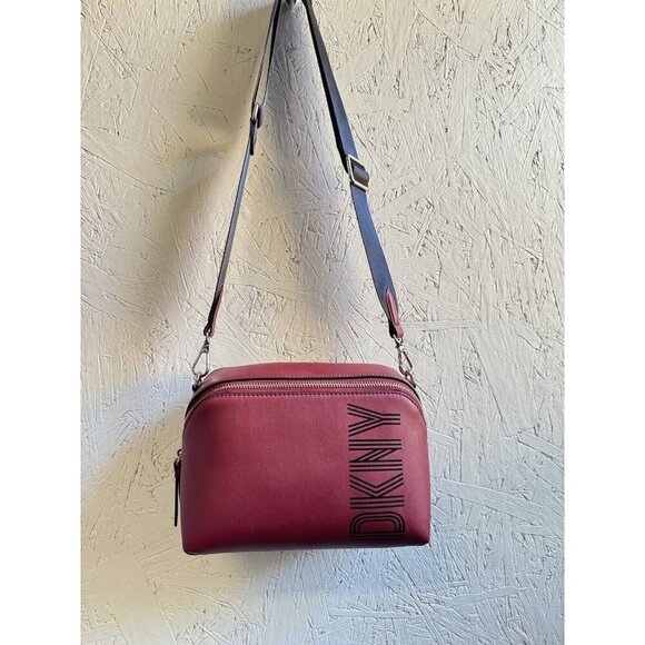 DKNY Tilly Faux Leather Small Crossbody Camera Bag - Scarlet/ Burgundy - Picture 7 of 9
